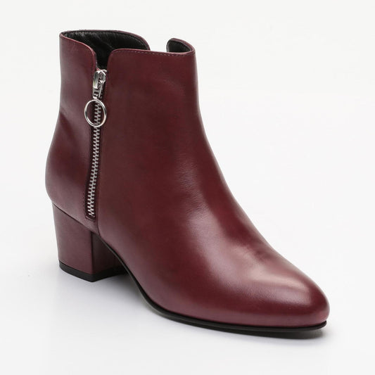 ALEMANY bottines à talon en cuir bordeaux