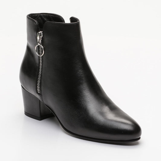 ALEMANY bottines à talon en cuir noir