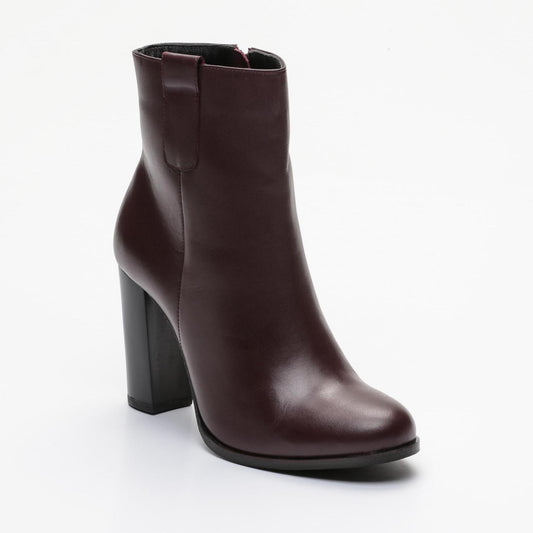 ALIZEE bottines à talon en cuir bordeaux