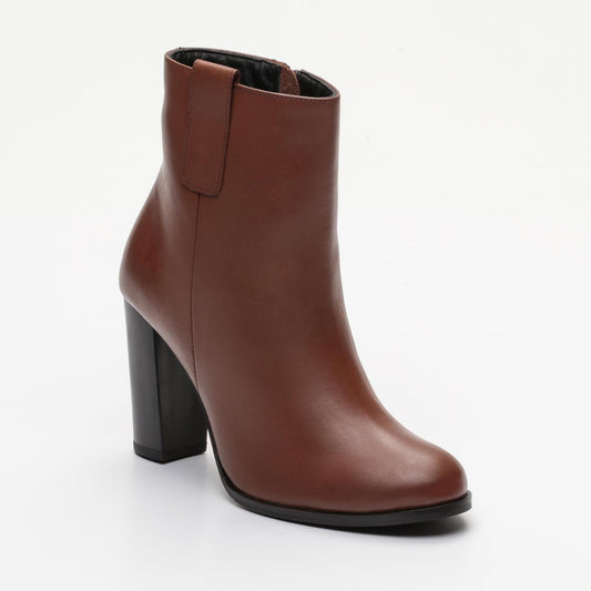 ALIZEE bottines à talon en cuir cognac