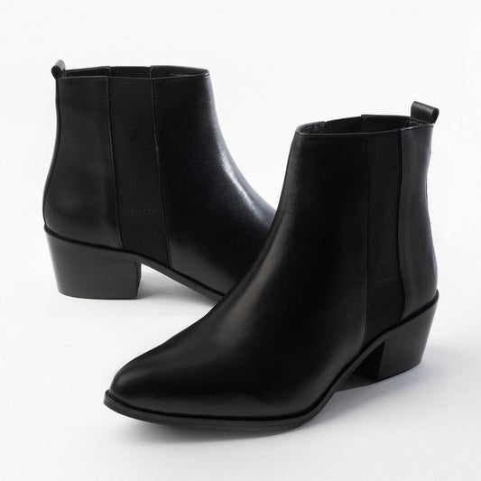 AMBRE bottines à talon en cuir noir