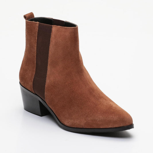 AMBRE bottines à talon en cuir tabac