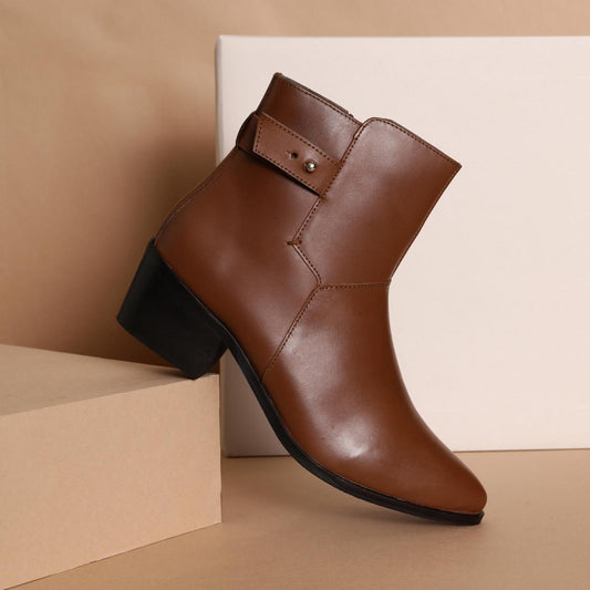 ANAIS bottines à talon en cuir cognac