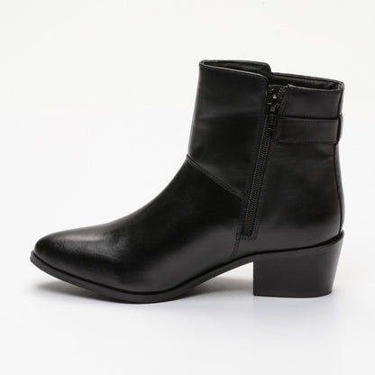 ANAIS bottines à talon en cuir noir