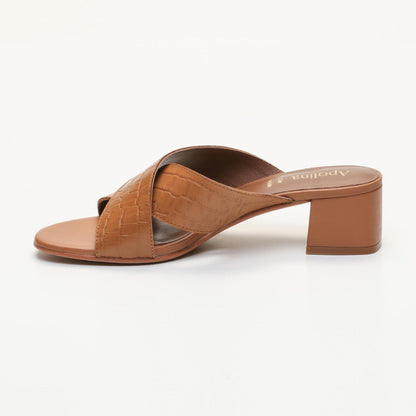 BAUDI mules à talon en cuir croco brun