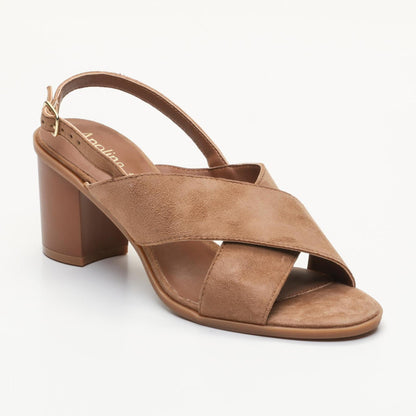 BAUDI mules à talon en cuir croco brun