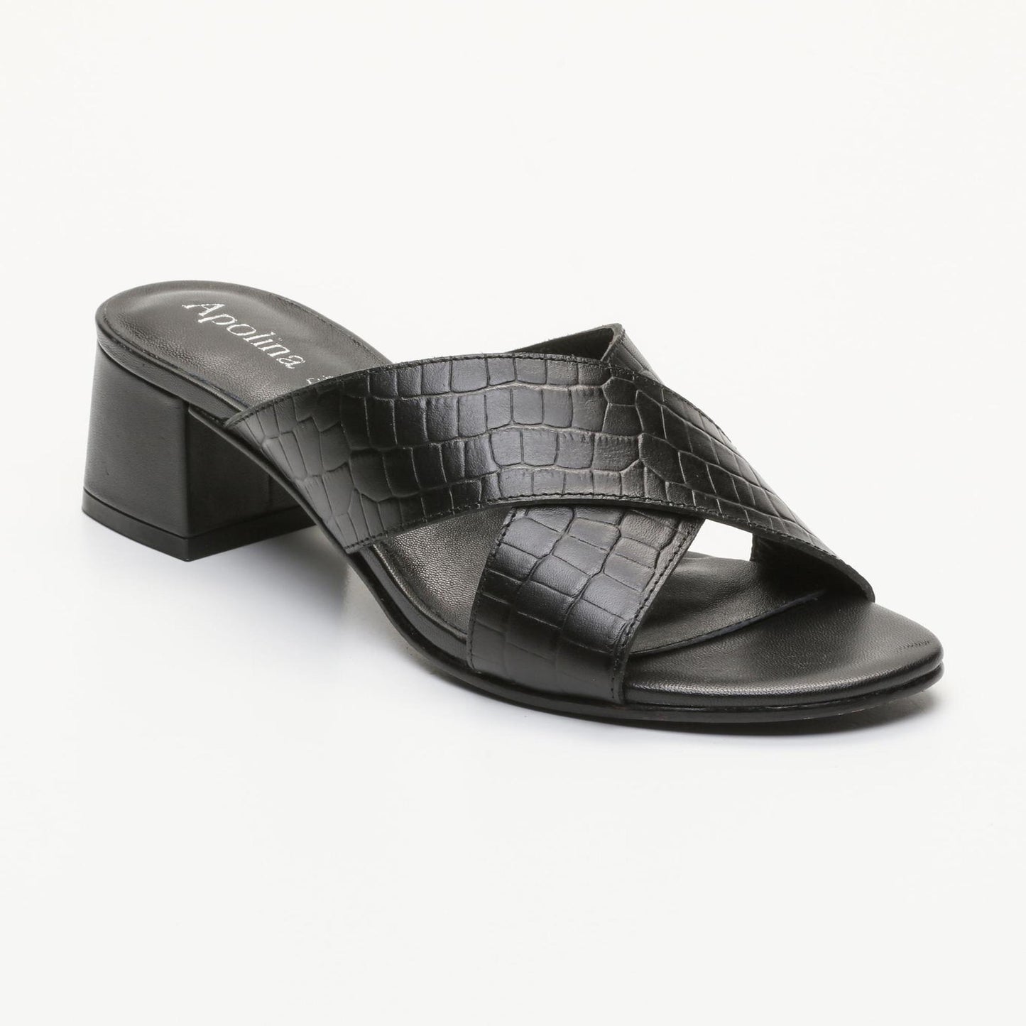 BAUDI mules à talon en cuir noir