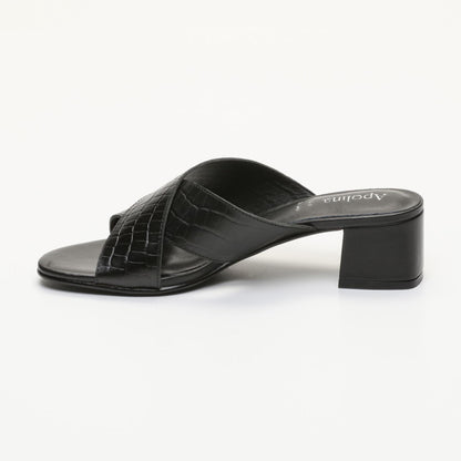 BAUDI mules à talon en cuir noir