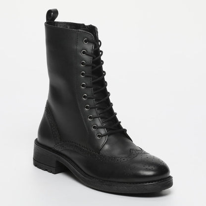 BELFAST bottines à talon en cuir noir