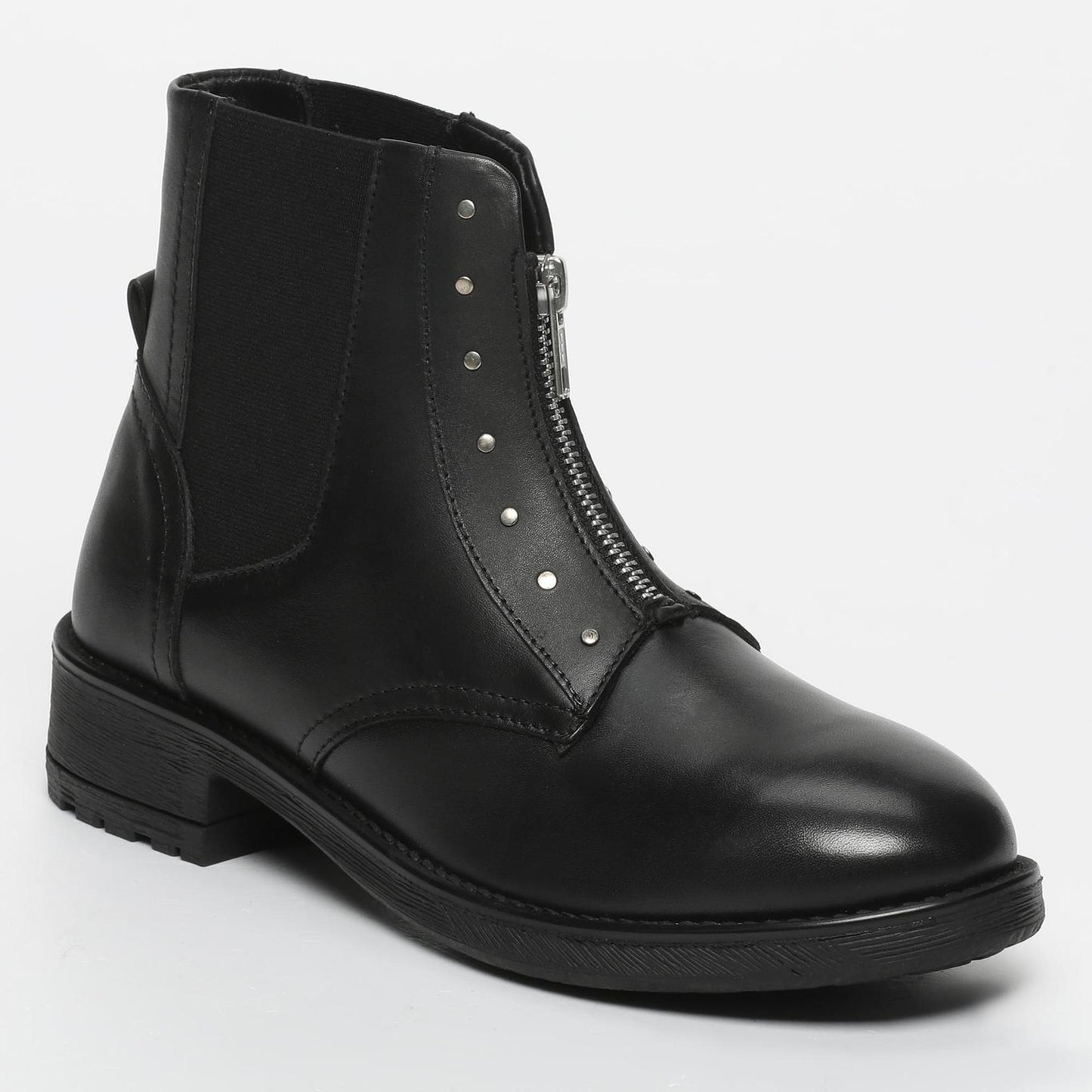 BRISTOL bottines à talon en cuir noir