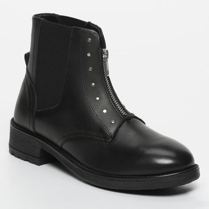 BRISTOL bottines à talon en cuir noir