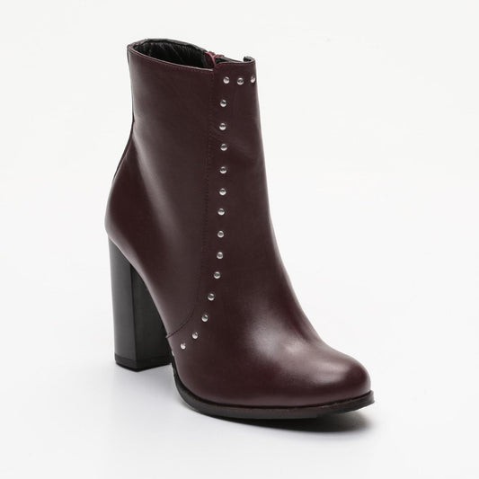 CAROLINA bottines à talon en cuir bordeaux