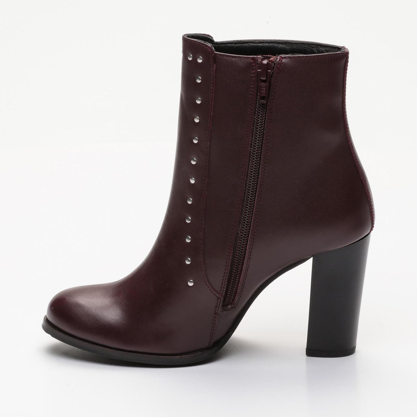 CAROLINA bottines à talon en cuir bordeaux