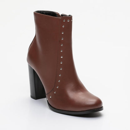 CAROLINA bottines à talon en cuir cognac