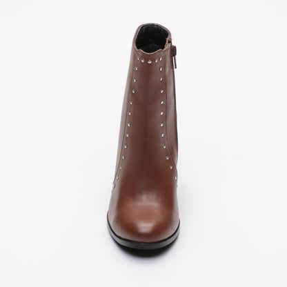 CAROLINA bottines à talon en cuir cognac