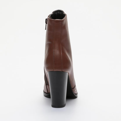 CAROLINA bottines à talon en cuir cognac