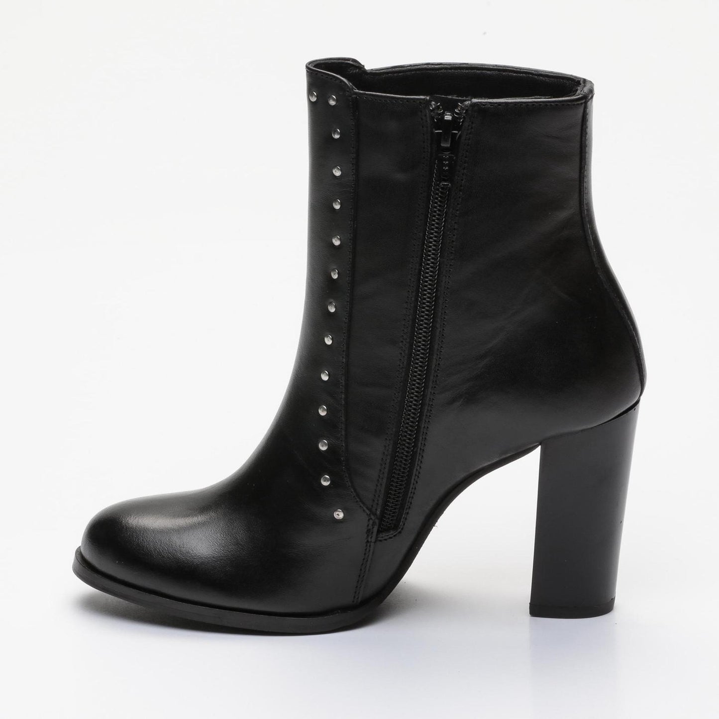 CAROLINA bottines à talon en cuir noir