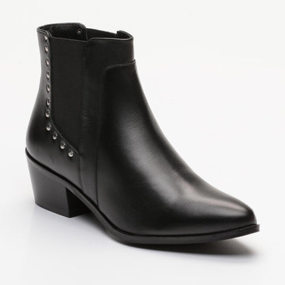 CASSANDRE bottines à talon en cuir noir