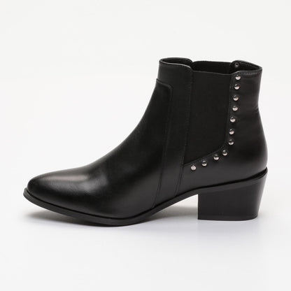 CASSANDRE bottines à talon en cuir noir