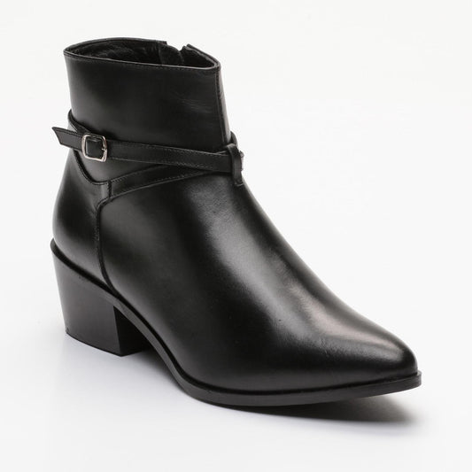 CASTILLE bottines à talon en cuir noir