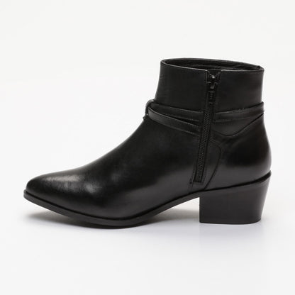 CASTILLE bottines à talon en cuir noir