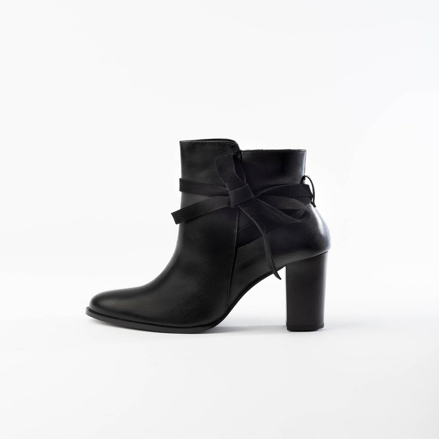 CHARLIE bottines à talon en cuir noir