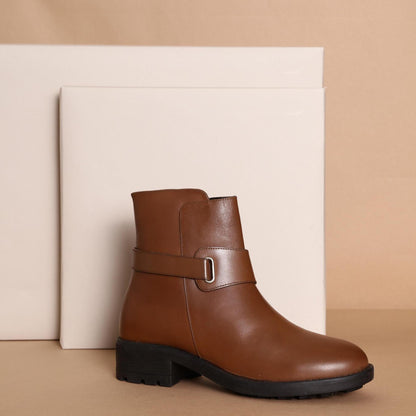 CHARLINE bottines à talon en cuir cognac