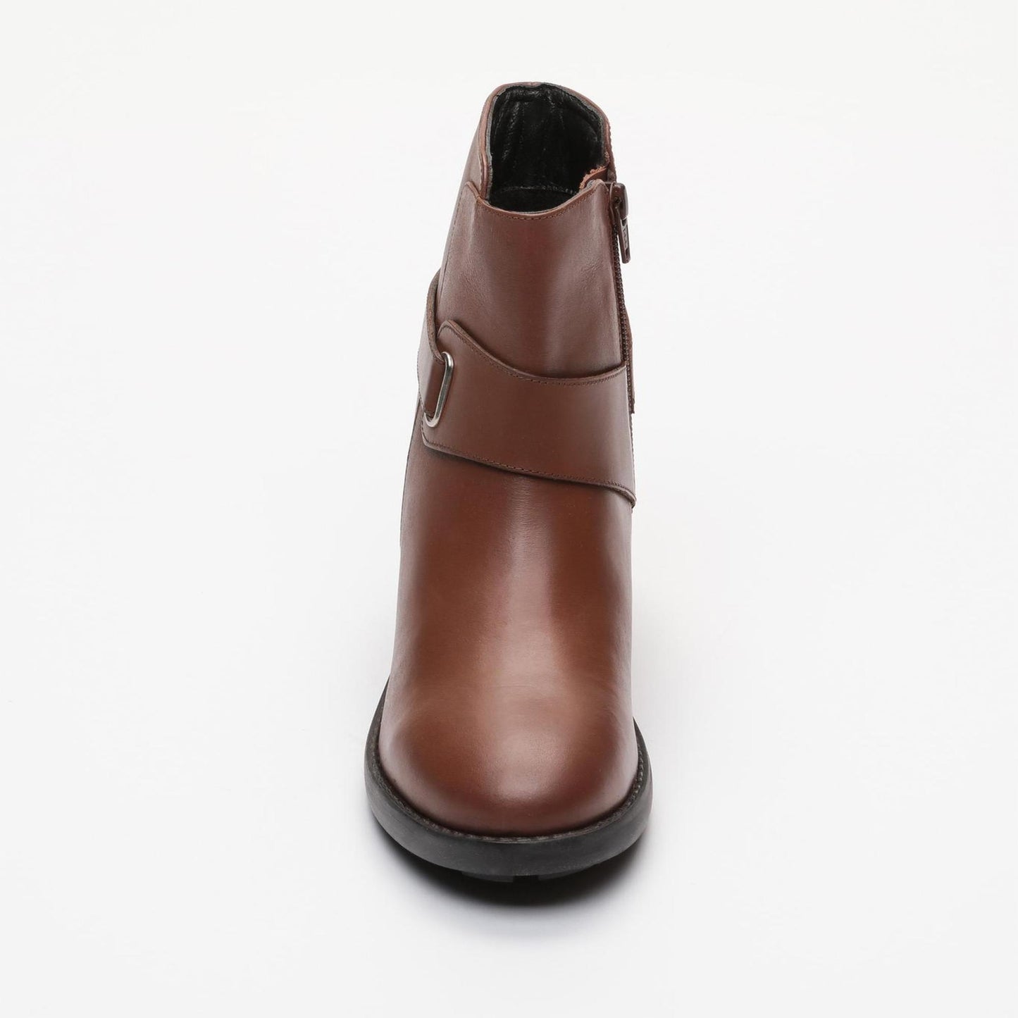 CHARLINE bottines à talon en cuir cognac