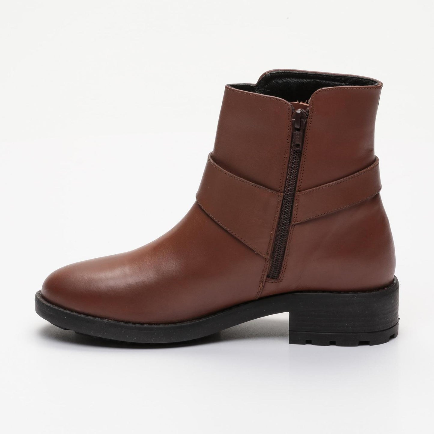 CHARLINE bottines à talon en cuir cognac