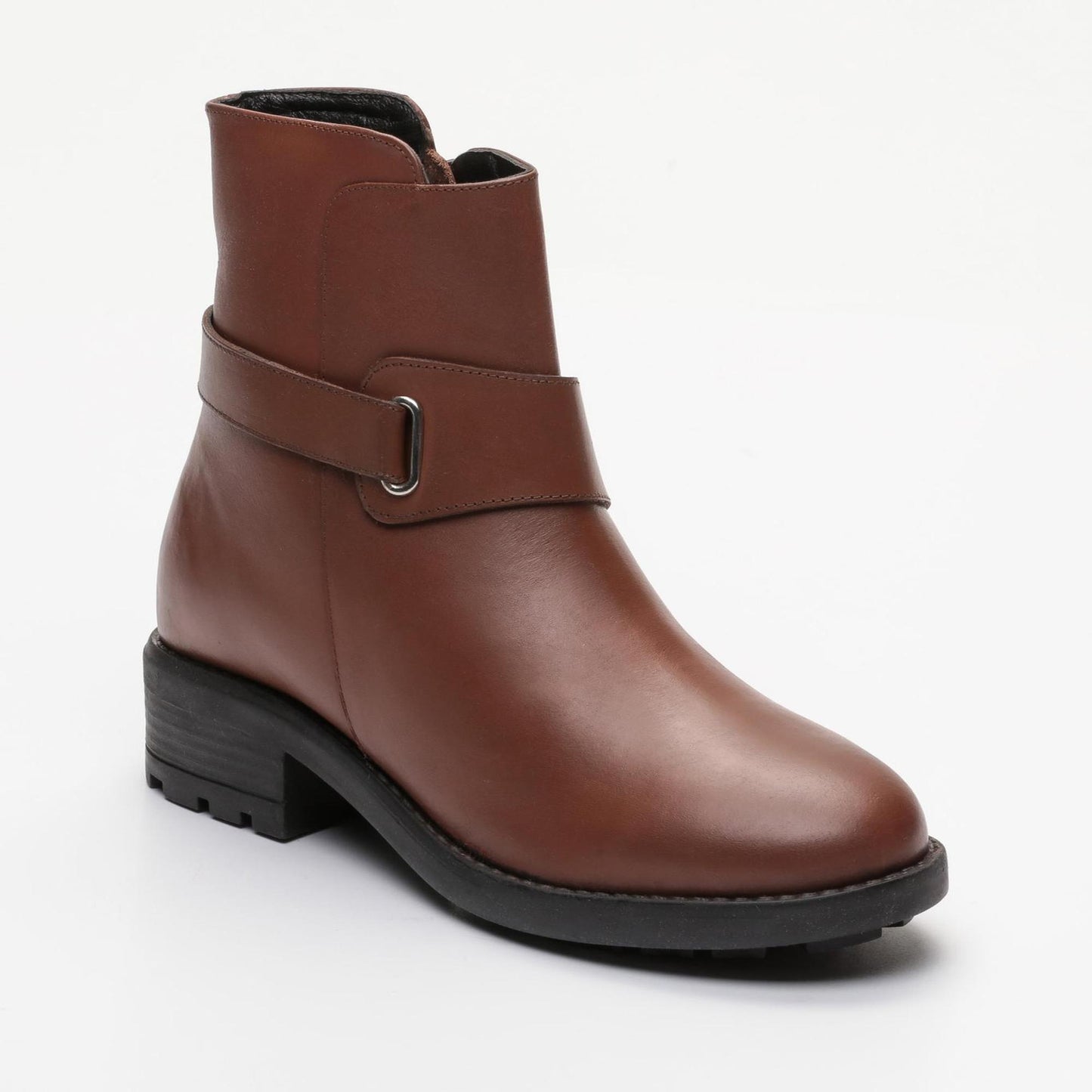 CHARLINE bottines à talon en cuir cognac