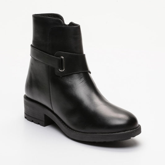 CHARLINE bottines à talon en cuir noir