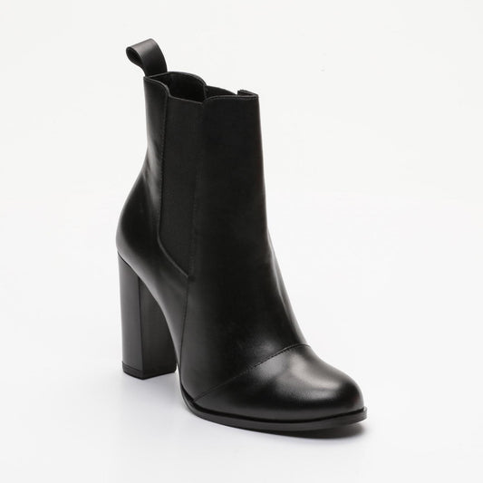 CINALA bottines à talon en cuir noir