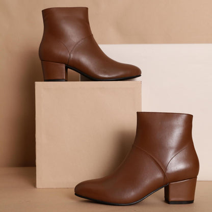 COLINE bottines à talon en cuir cognac