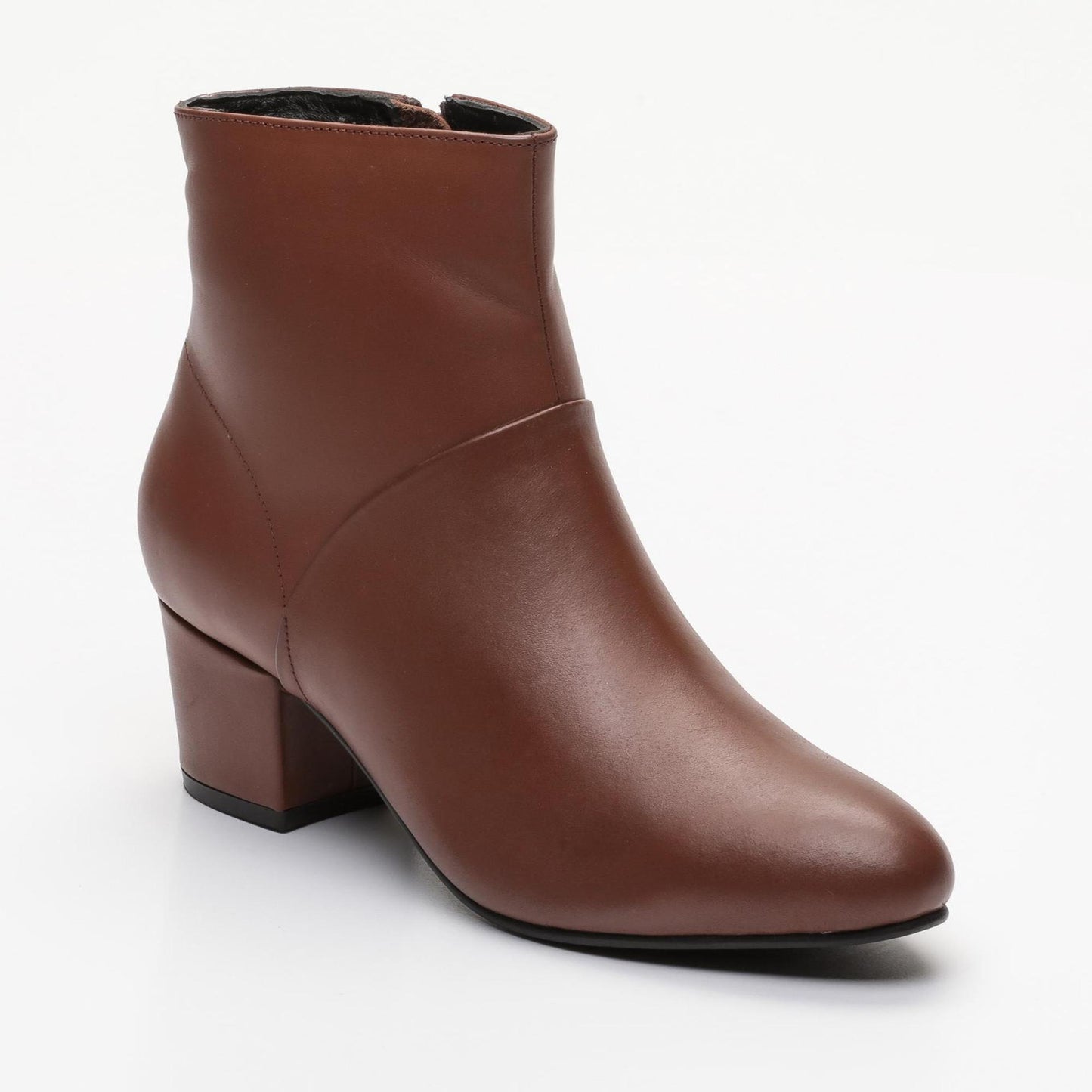 COLINE bottines à talon en cuir cognac