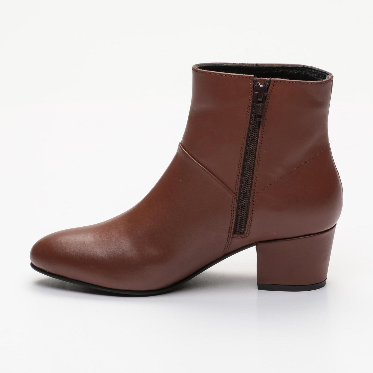 COLINE bottines à talon en cuir cognac