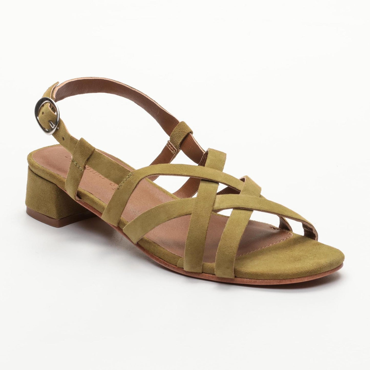 DORIS sandales à talon en cuir olive