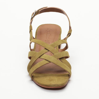 DORIS sandales à talon en cuir olive