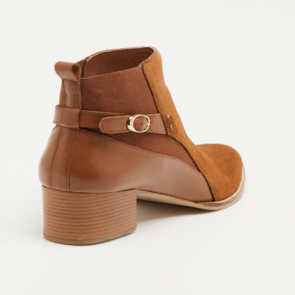 DOROTEA bottines à talon en cuir camel