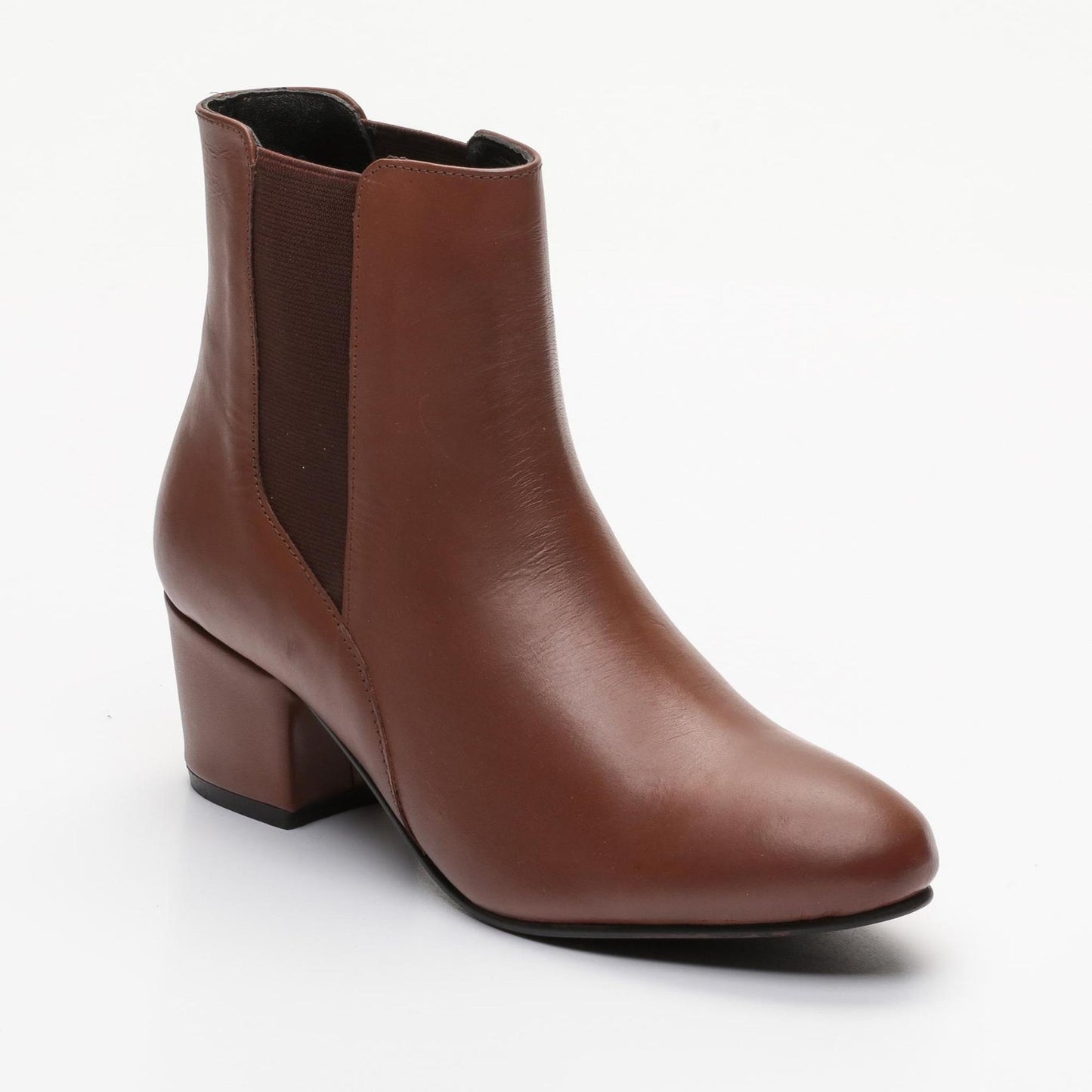 EDEN bottines à talon en cuir cognac