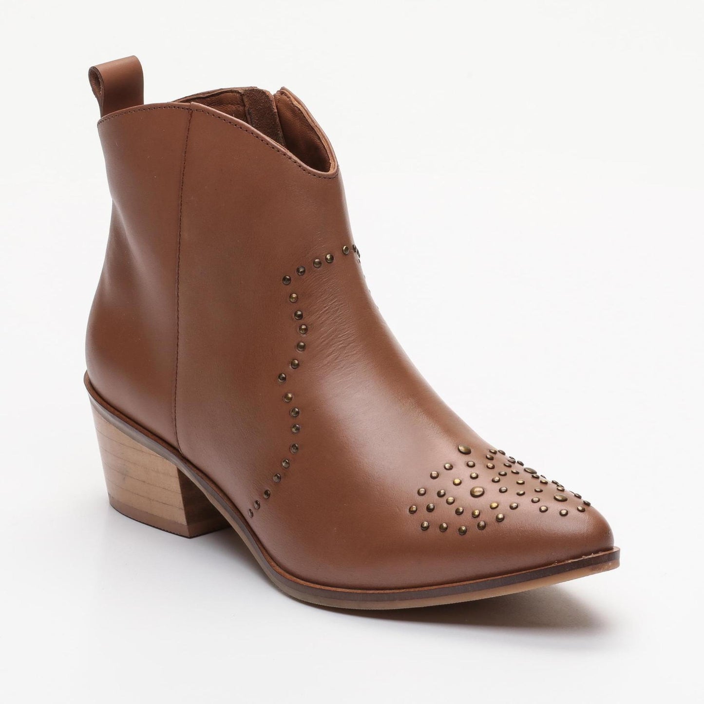 EDGEHILL bottines à talon en cuir camel