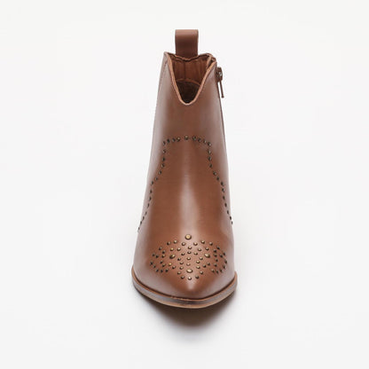 EDGEHILL bottines à talon en cuir camel