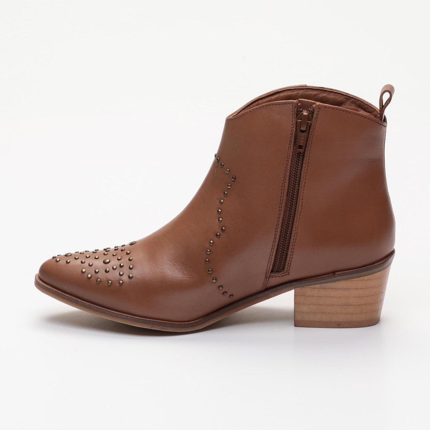 EDGEHILL bottines à talon en cuir camel