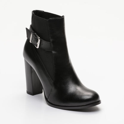 ELINIAS bottines à talon en cuir noir