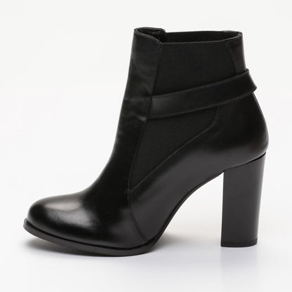 ELINIAS bottines à talon en cuir noir