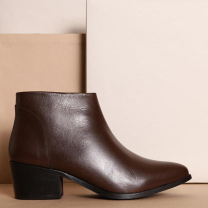 FLORA bottines à talon en cuir marron