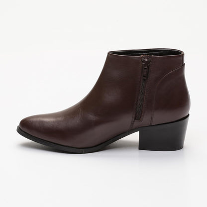 FLORA bottines à talon en cuir marron