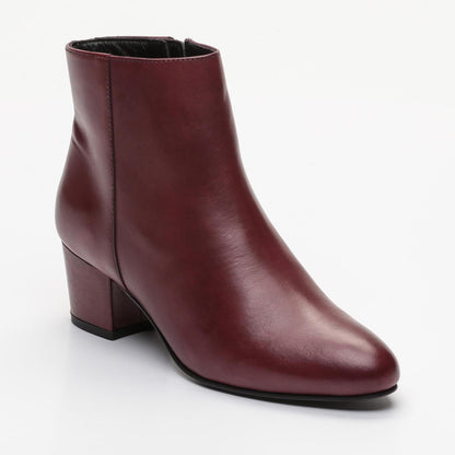 FUNSTON bottines à talon en cuir bordeaux