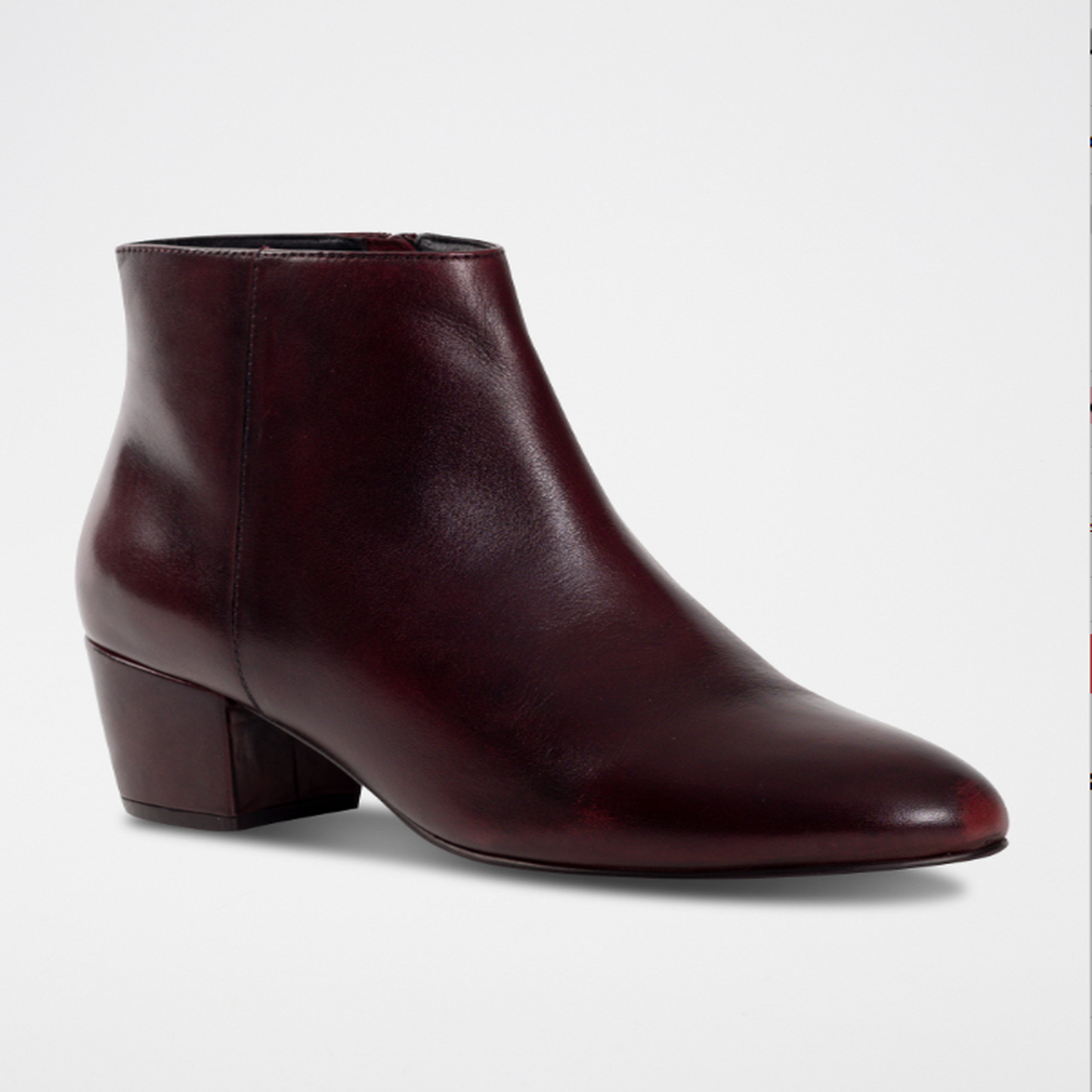 FUNSTON bottines à talon en cuir bordeaux