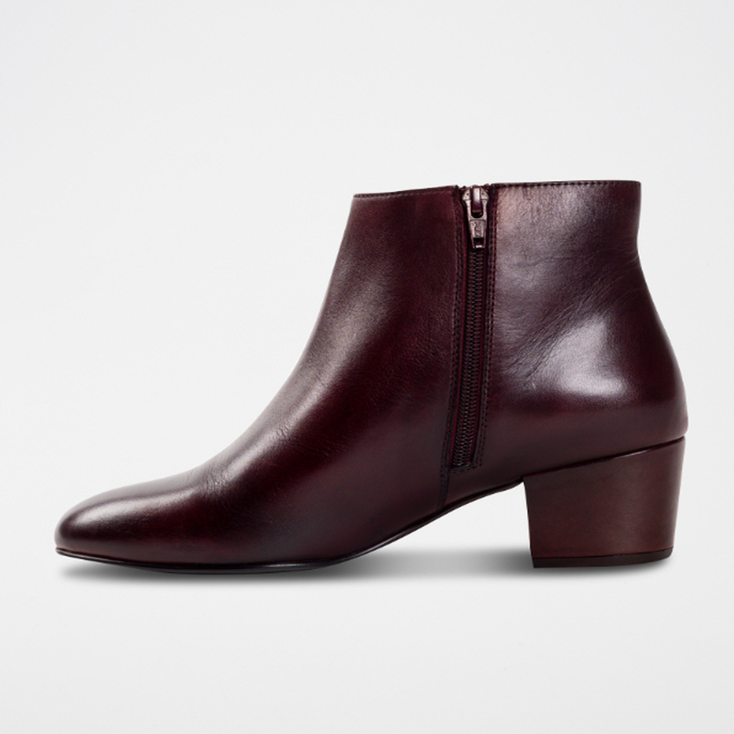 FUNSTON bottines à talon en cuir bordeaux