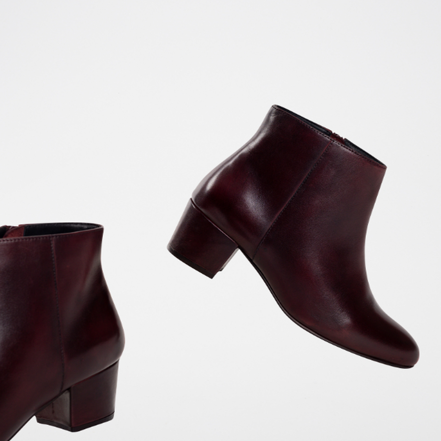 FUNSTON bottines à talon en cuir bordeaux